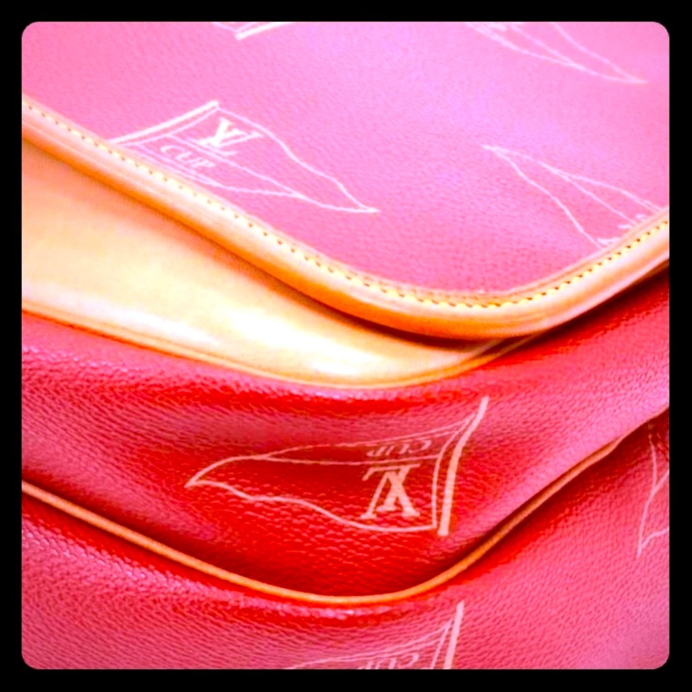 Authentic LV Cup Calvi Red Canvas Messenger Bag - Picture 8 of 8